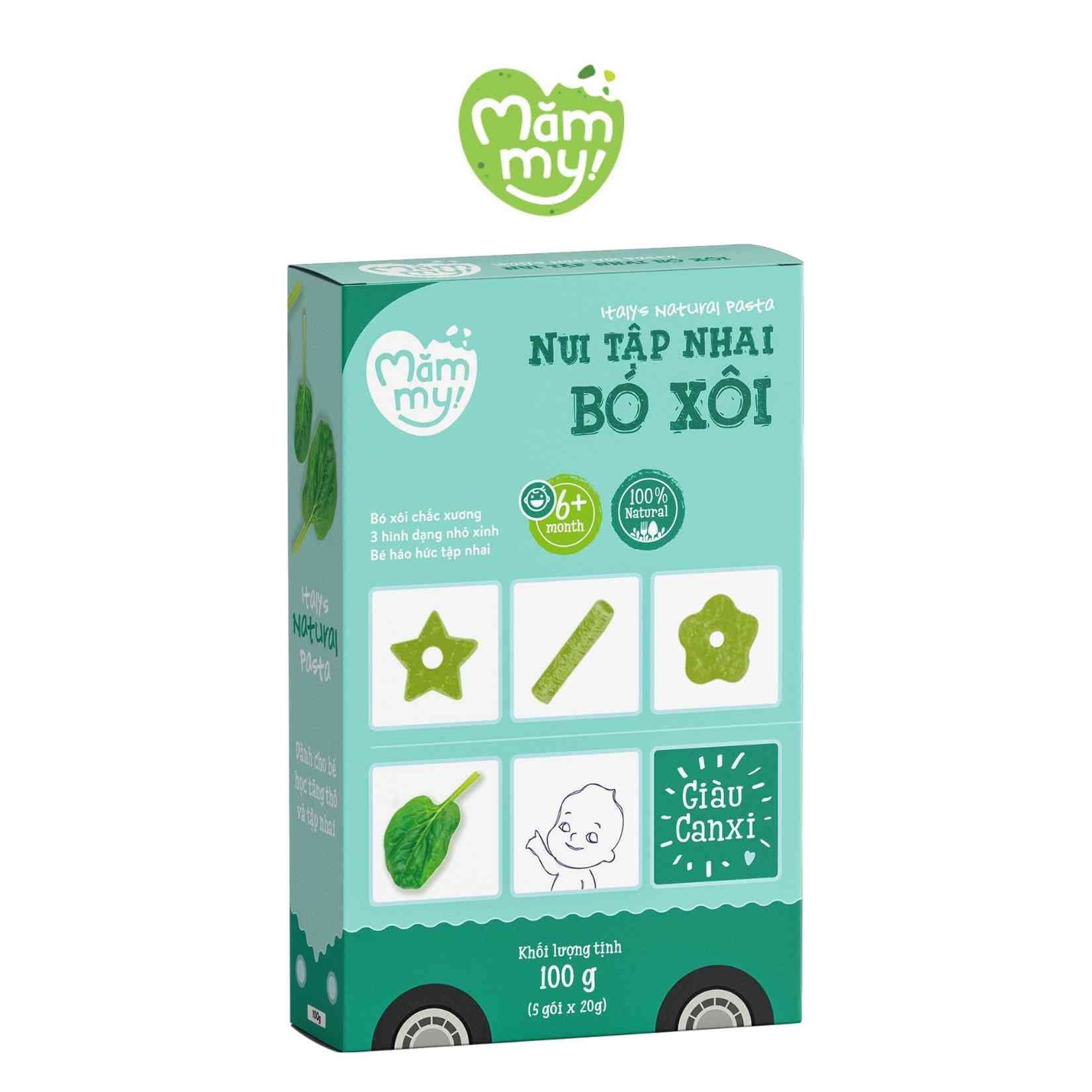 Nui bó xôi mini tập nhai - Hộp 100g