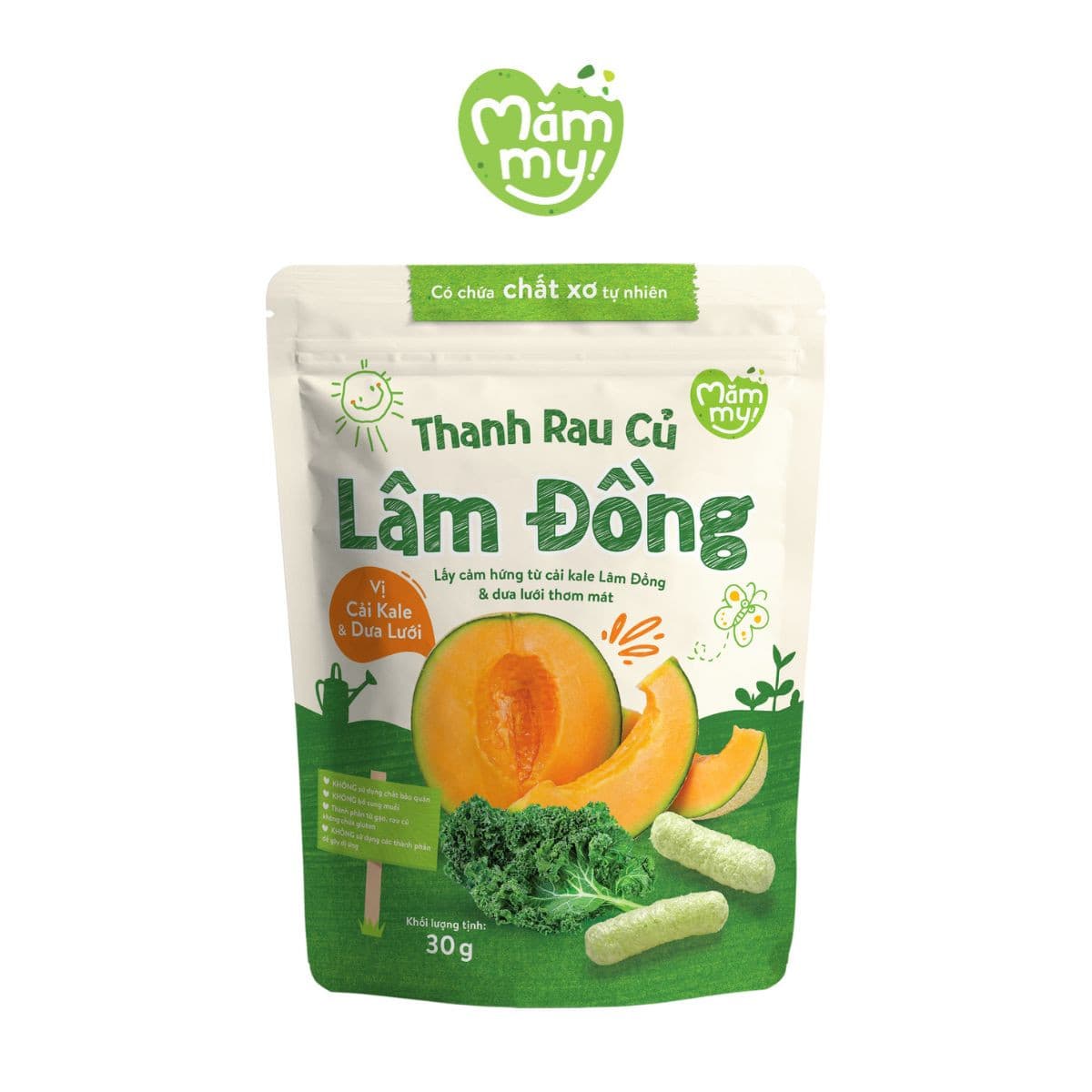 Bánh thanh rau củ Lâm Đồng vị Cải Kale & Dưa Lưới 30 g