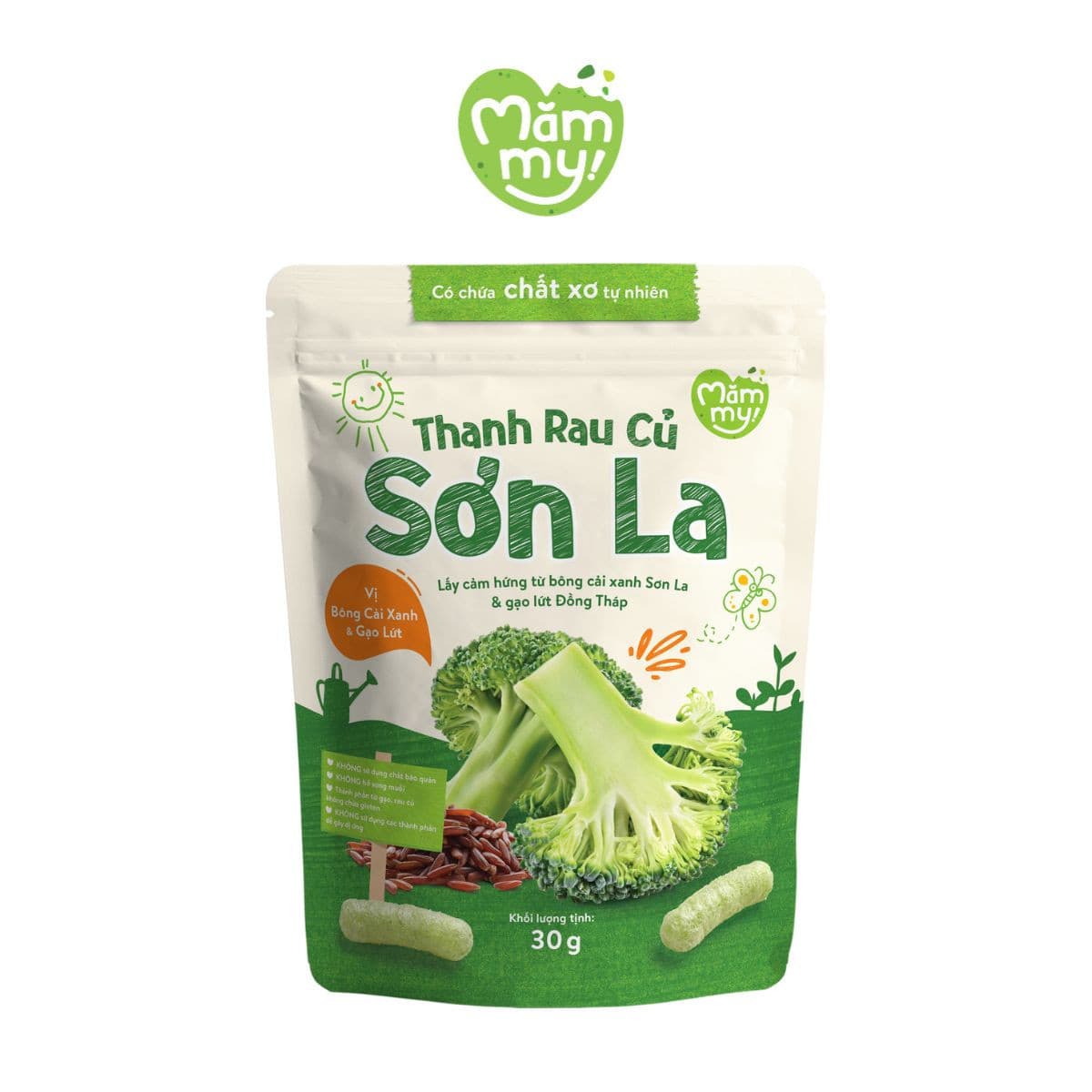 Bánh thanh rau củ Sơn La vị Bông Cải Xanh & Gạo Lứt 30 g