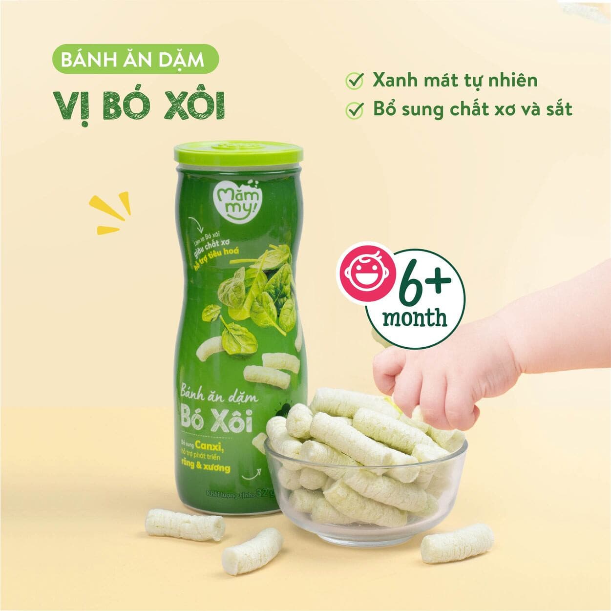 Bánh ăn dặm vị Bó Xôi - Hũ 32 g 2