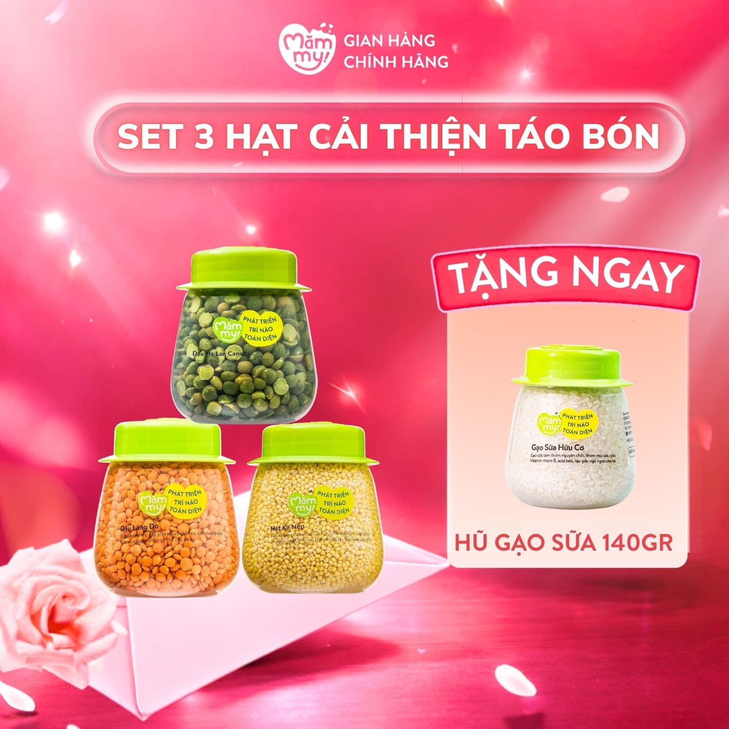 Set 3 hũ hạt kê nếp, lăng đỏ, hà lan - Hỗ trợ cải thiện táo bón