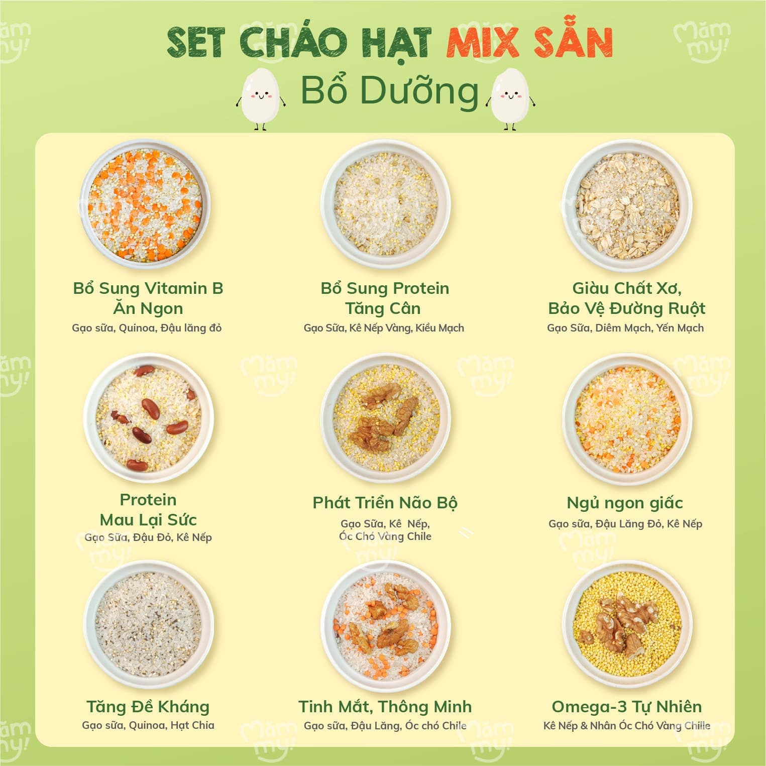Set 9 hũ hạt mix gạo sữa nấu cháo [Tặng 9 hũ gạo sữa] 2
