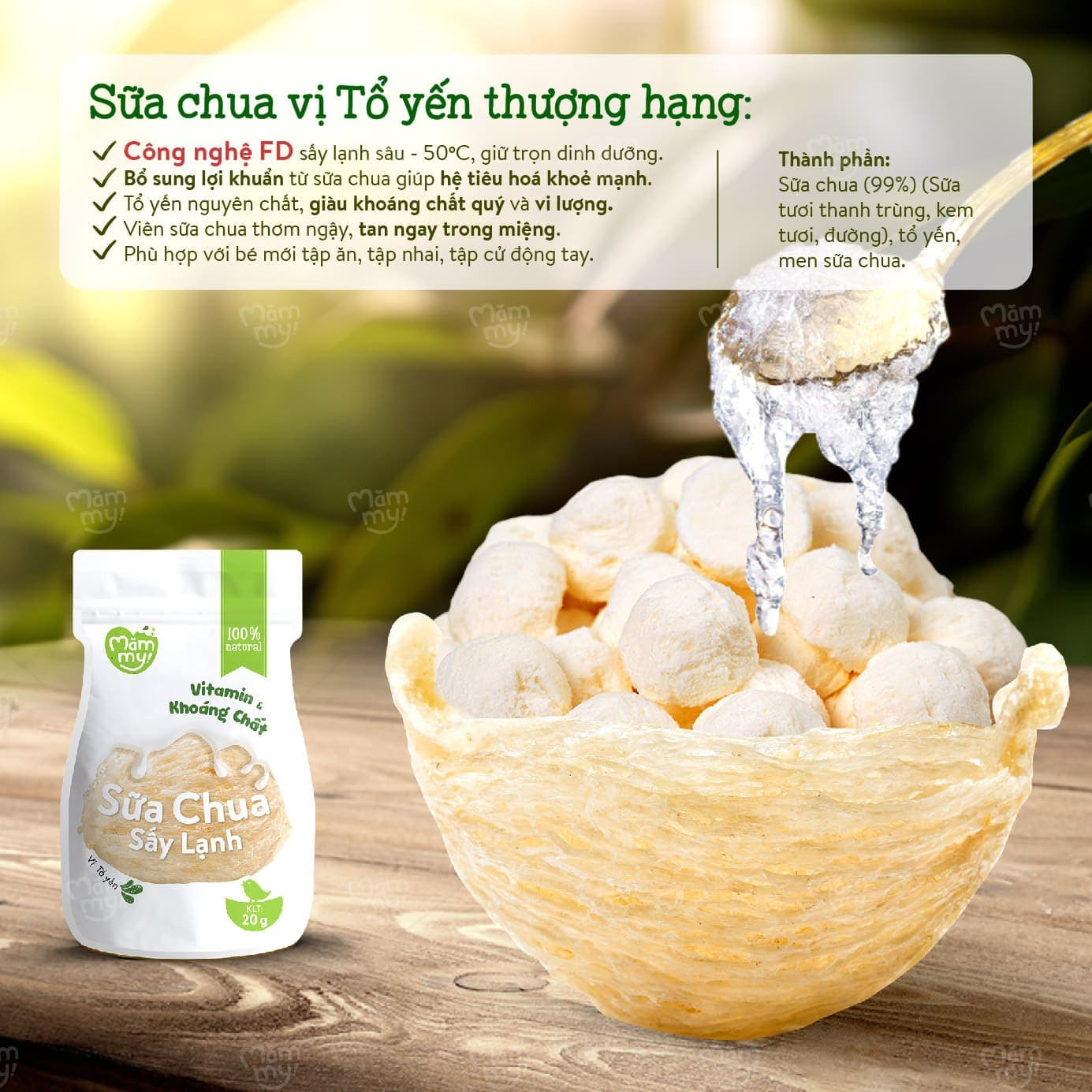 Sữa chua sấy Vị Tổ yến - Túi 20g 20