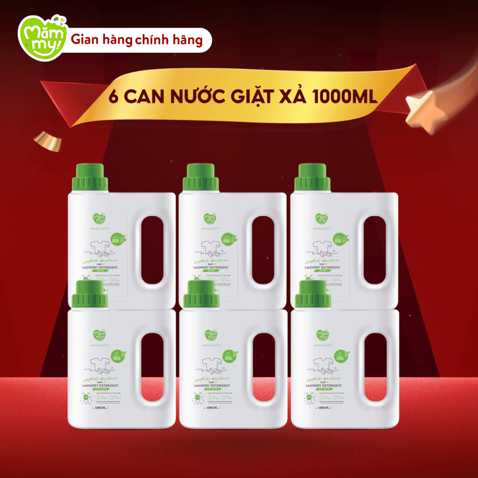 [DATE 2027] Combo 6 Can nước giặt xả sinh học Natural BéBé 1000ML 3