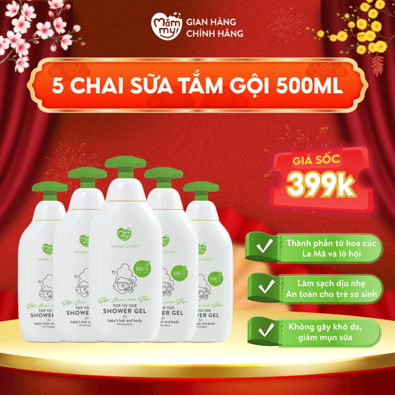 [DATE 2027] Combo 5 gel sữa tắm thảo dược - Chai 500ml 2