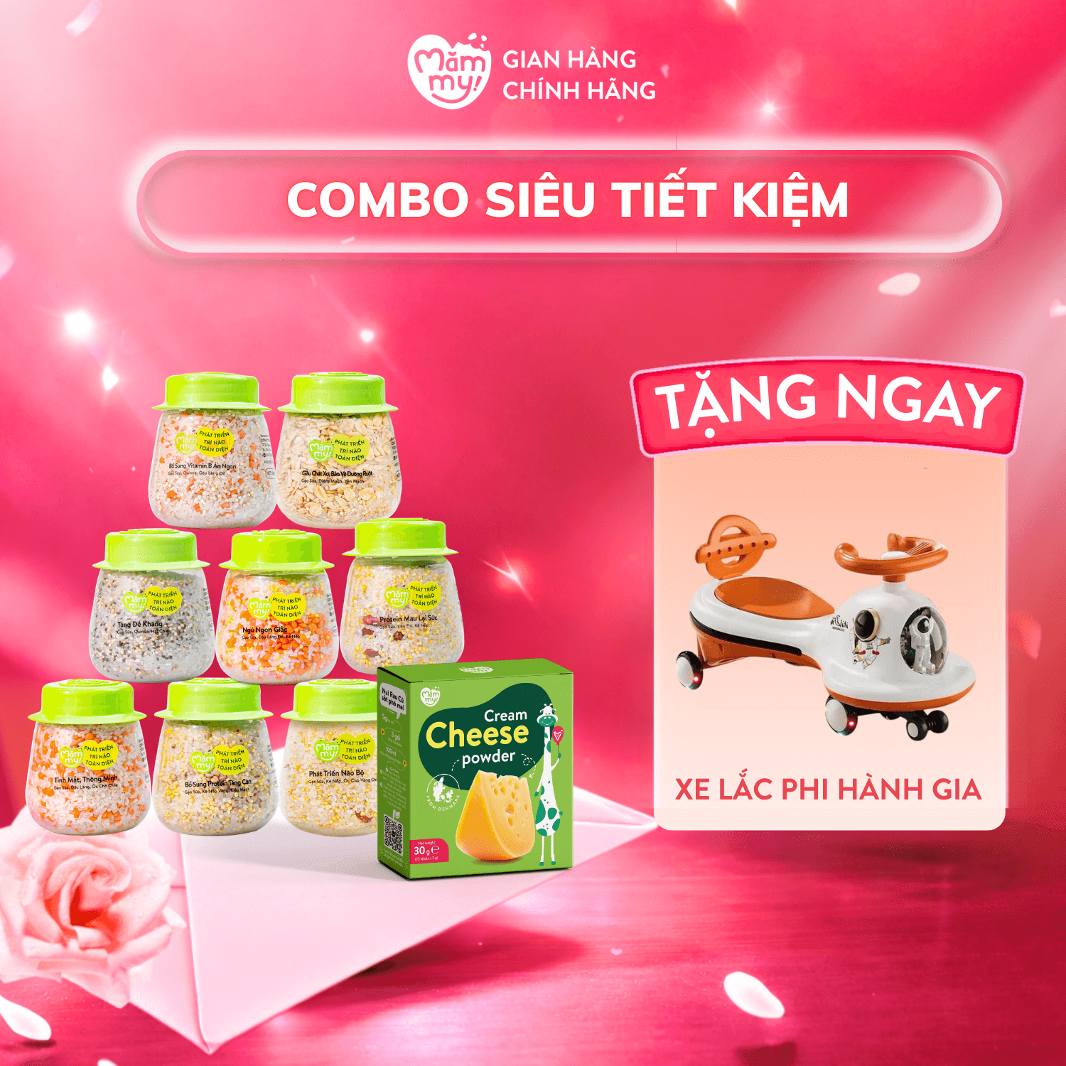 [Tặng Xe Lắc] Combo set 9 hạt mix & Bột phô mai tách muối