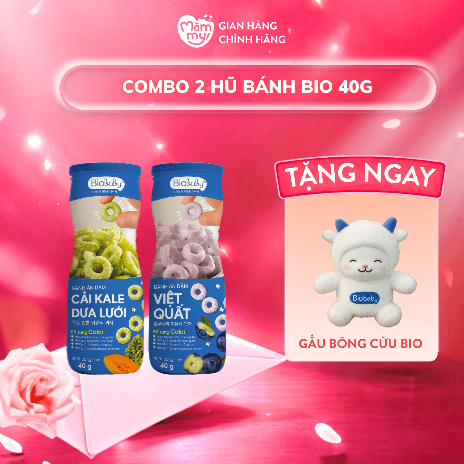 Combo 2 bánh Biobaby - Hũ 40g [Tặng gấu bông cừu BIO]