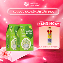 Combo 2 gạo sữa ăn dặm hộp 500g [Mua 2 tặng Dầu chiên xào DHA 250ML]