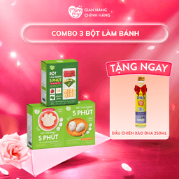 Combo 3 Bột làm bánh 5 phút - Tặng Dầu chiên xào DHA 250ML