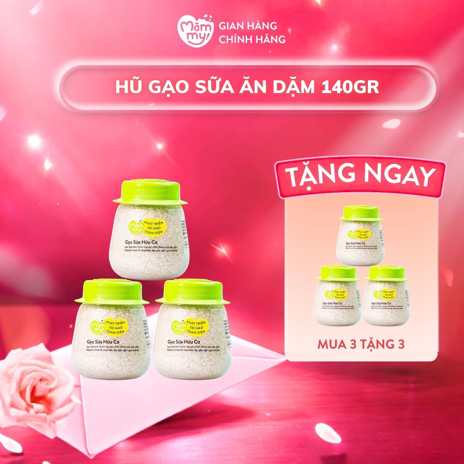 Combo 3 gạo sữa hữu cơ - Hũ 140g [Mua 3 tặng 3]