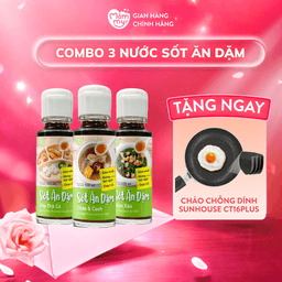 Combo 3 nước sốt ăn dặm (Món Xào + Cháo & Canh + Ướp Thịt Cá) - Tặng chảo SUNHOUSE
