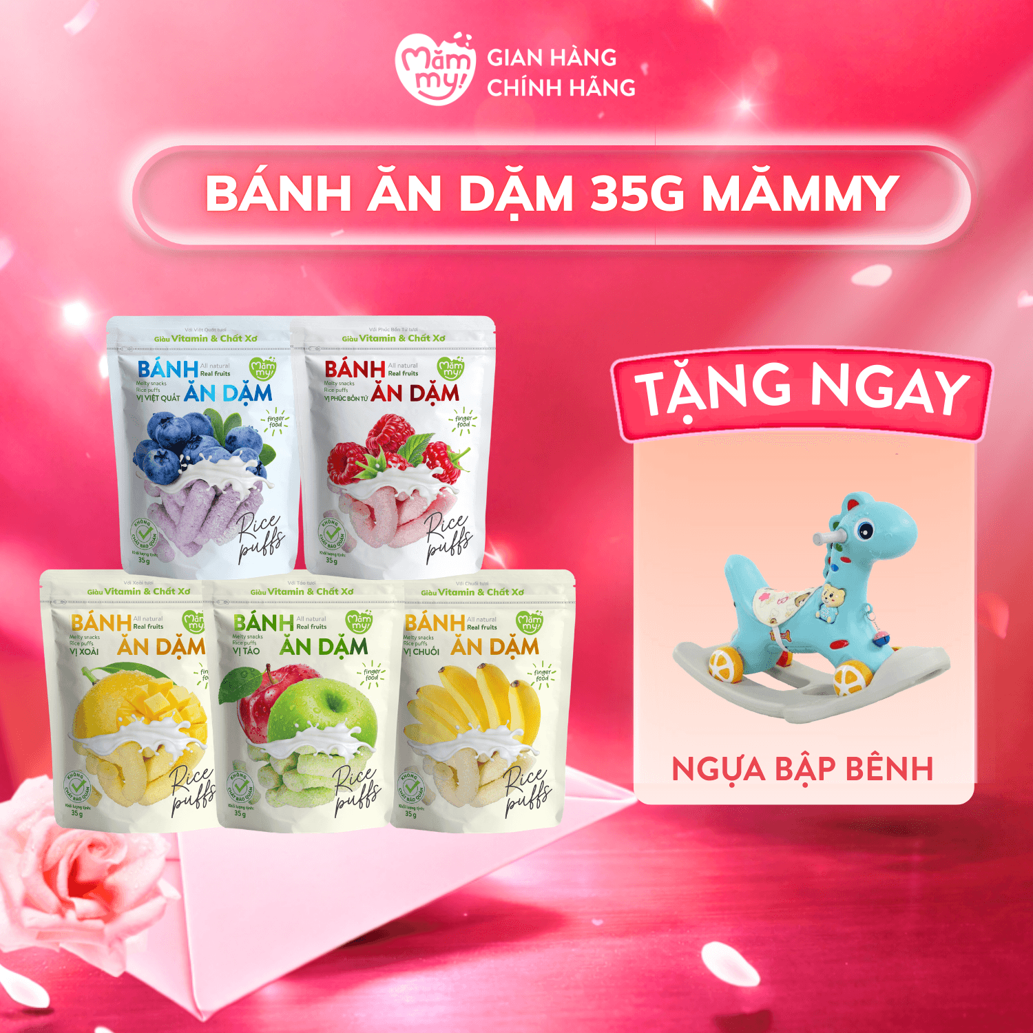 Combo 5 bánh ăn dặm - Túi 35g [Tặng Ngựa bập bênh]