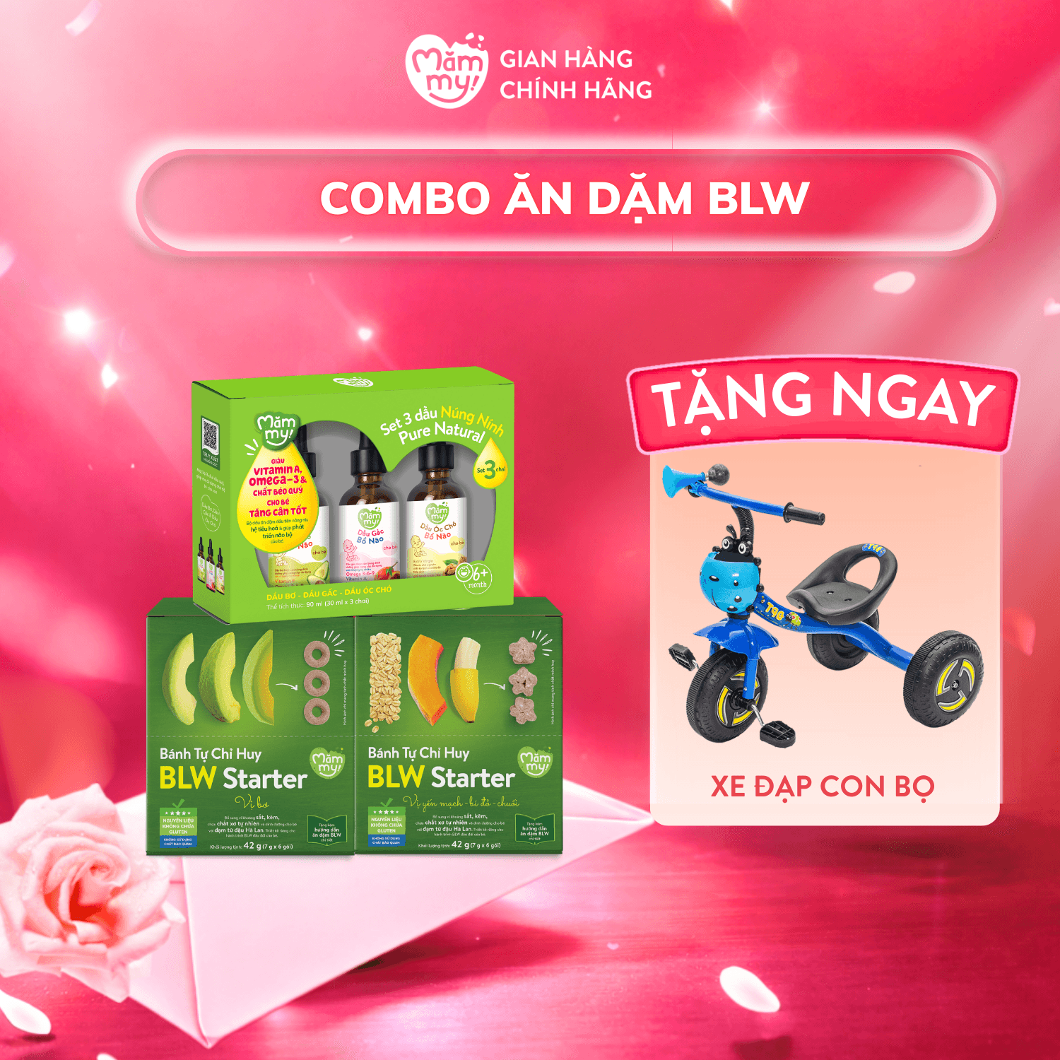 Combo cho bé ăn dặm BLW (Set dầu ăn dặm 30ml + 2 Hộp bánh BLW)
