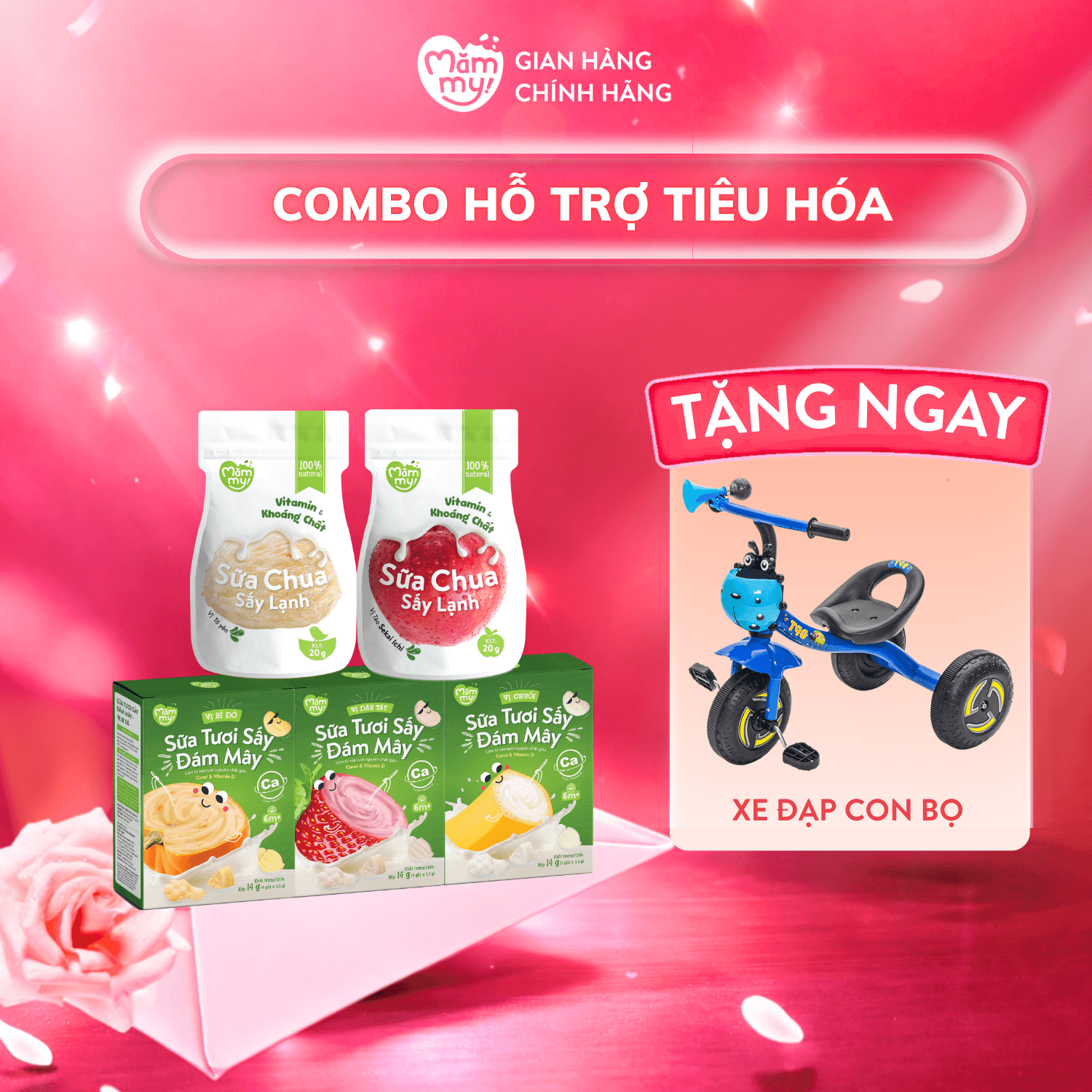 Combo hỗ trợ bé tiêu hóa (3 sữa tươi sấy + 2 sữa chua sấy)