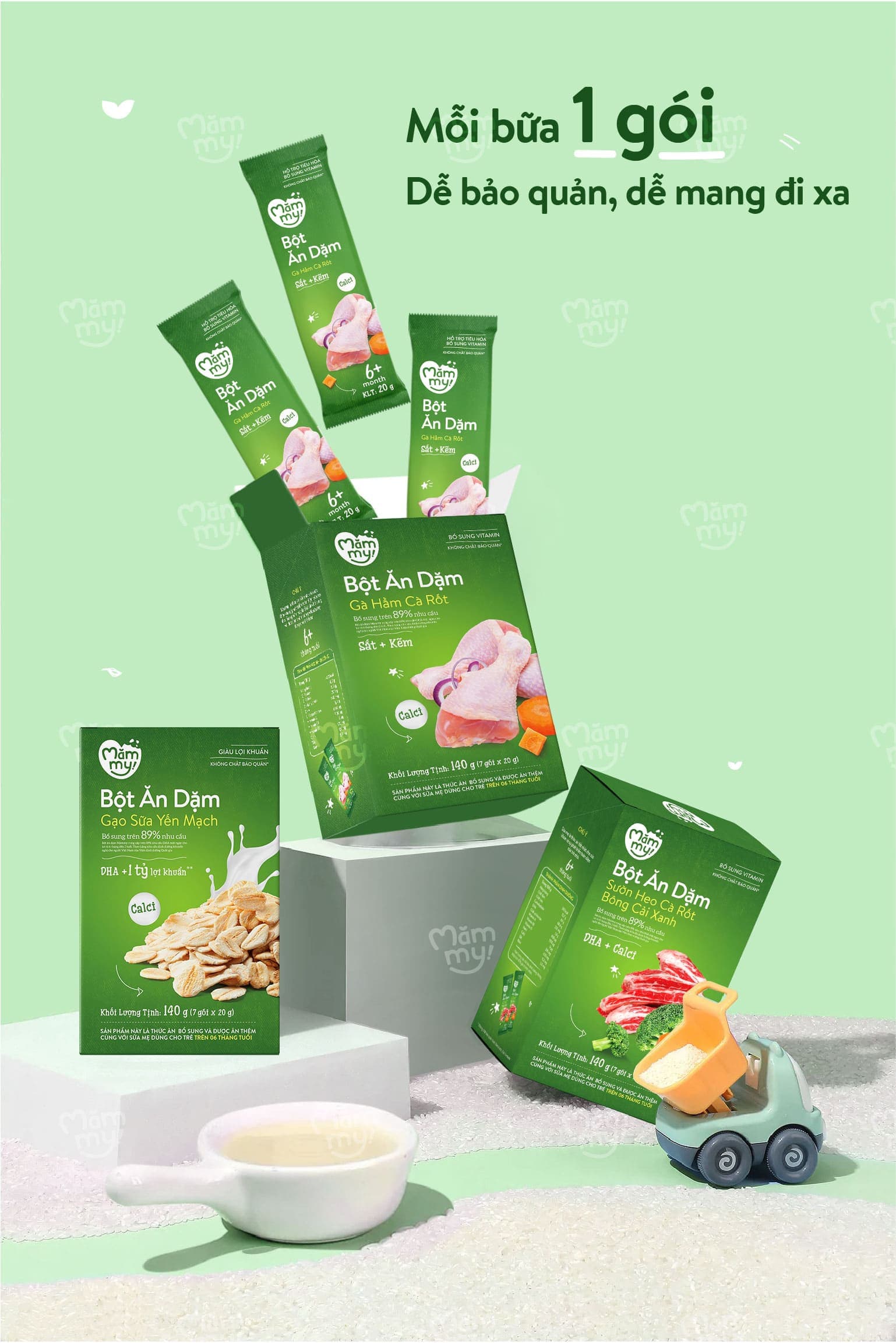 Combo 2 hộp bột ăn dặm 140g - Tặng gấu bông rau củ 10