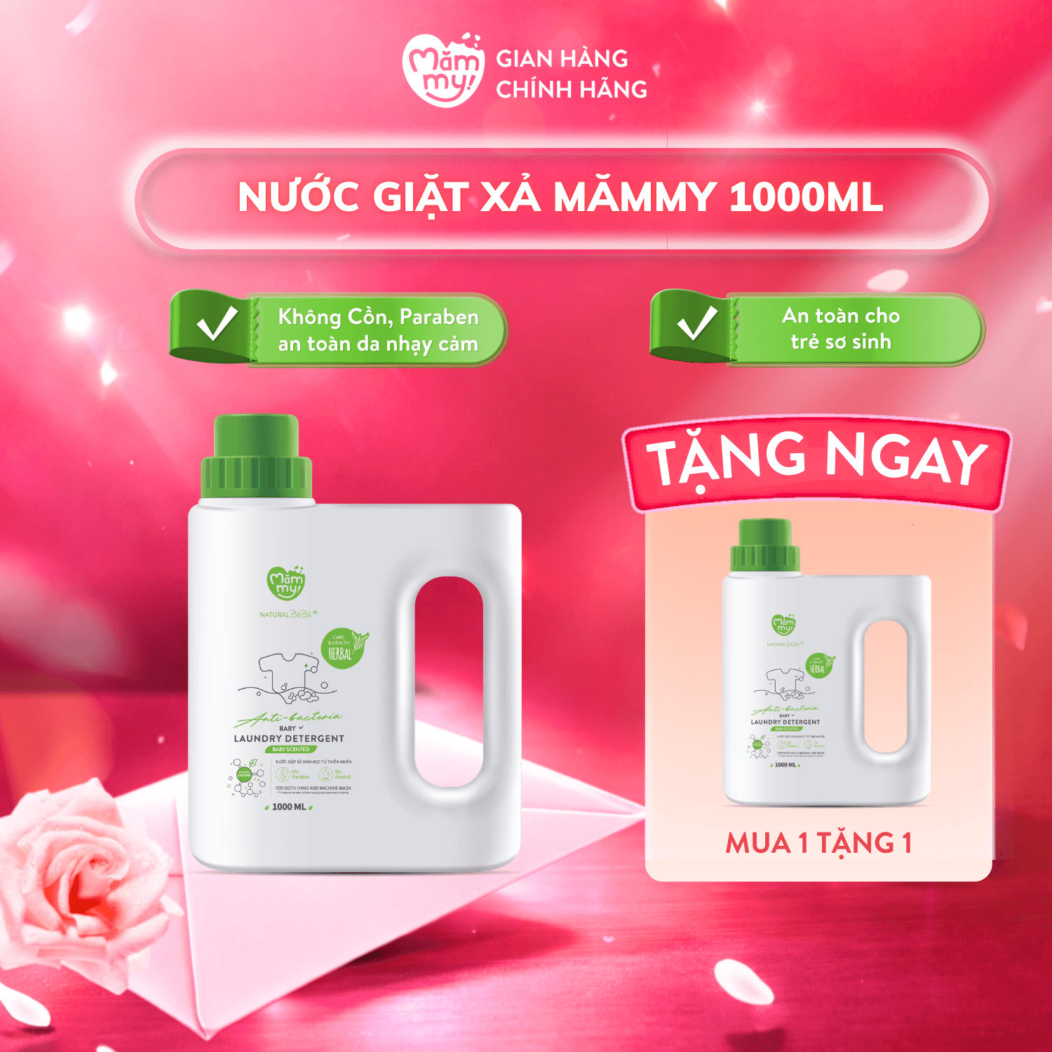 [DATE 12/2027] Nước giặt xả sinh học Natural BéBé - Mùi nắng mới (Orrchis) - MUA 1 TẶNG 1