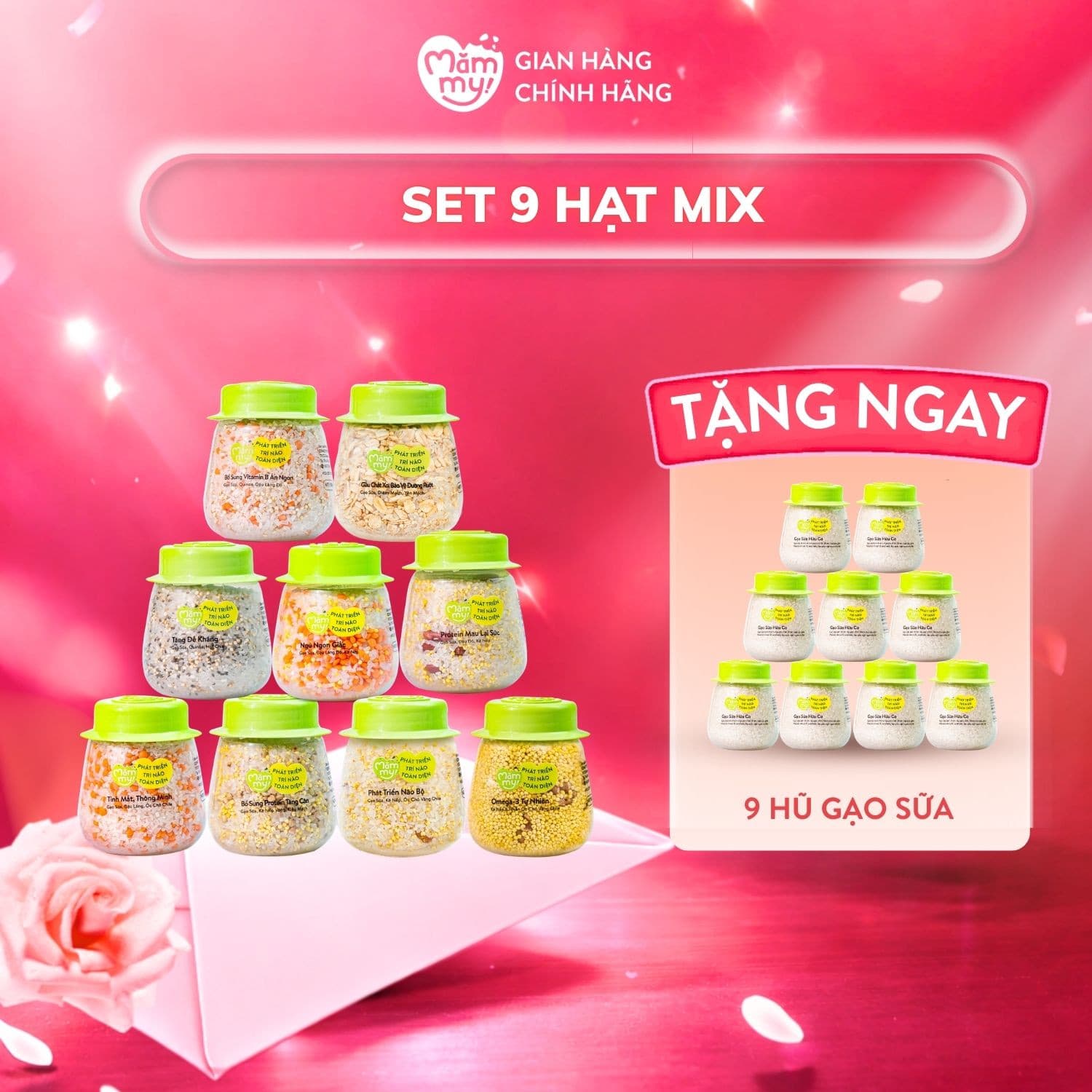 Set 9 hũ hạt mix gạo sữa nấu cháo [Tặng 9 hũ gạo sữa]