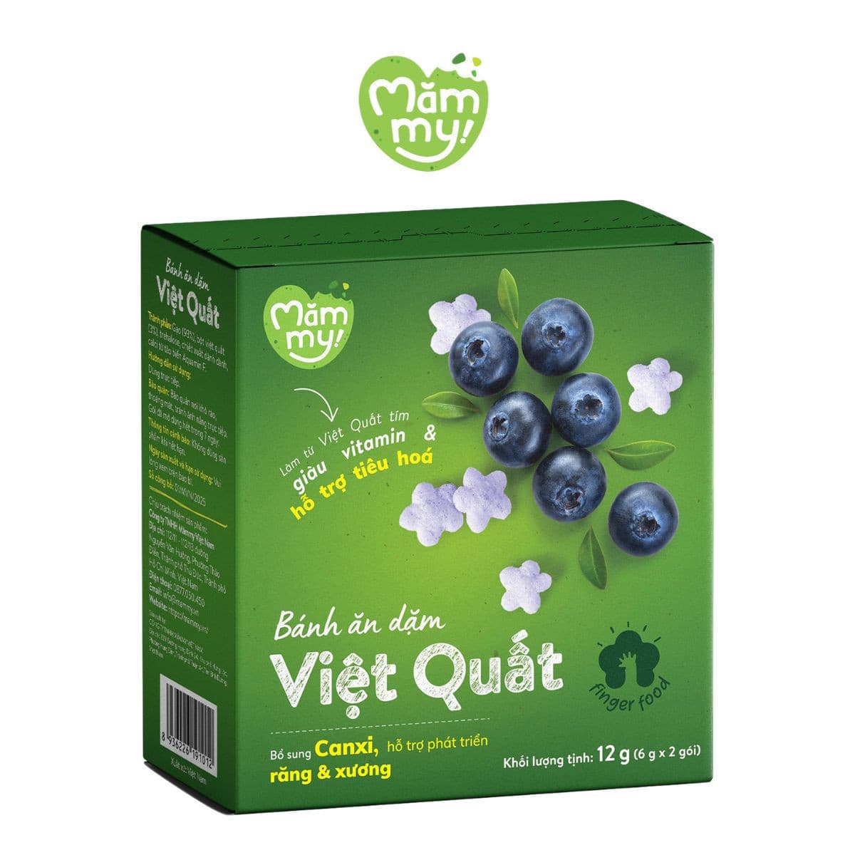 Bánh ăn dặm vị Việt Quất - Hộp 12 g (6 g x 2 túi)