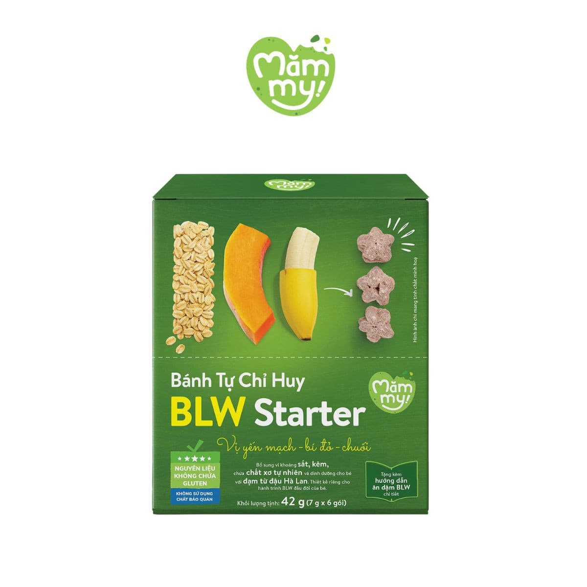 Bánh Tự Chỉ Huy – BLW Starter vị Yến Mạch - Bí Đỏ - Chuối 42 g (7 g x 6 gói)