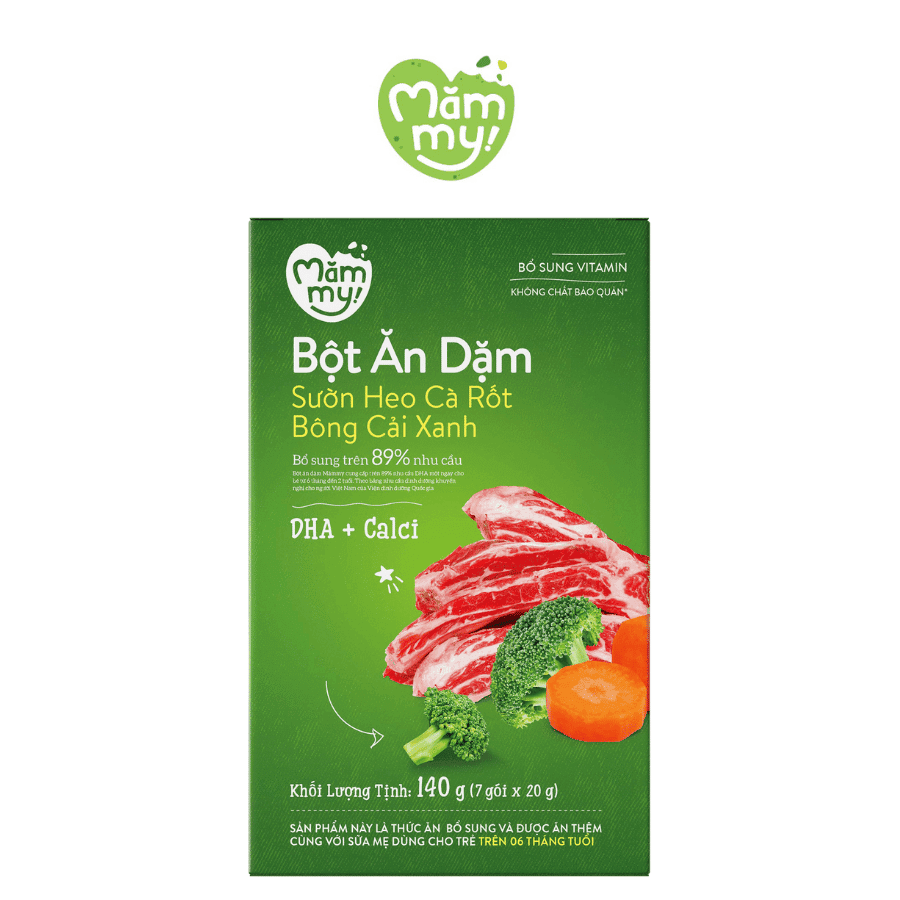 Bột ăn dặm Sườn heo Cà rốt Bông cải xanh - Hộp 140g