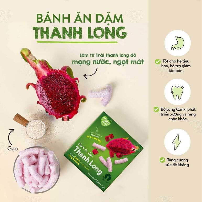 Bánh ăn dặm vị Thanh Long - Hộp 12 g (6 g x 2 túi) 2
