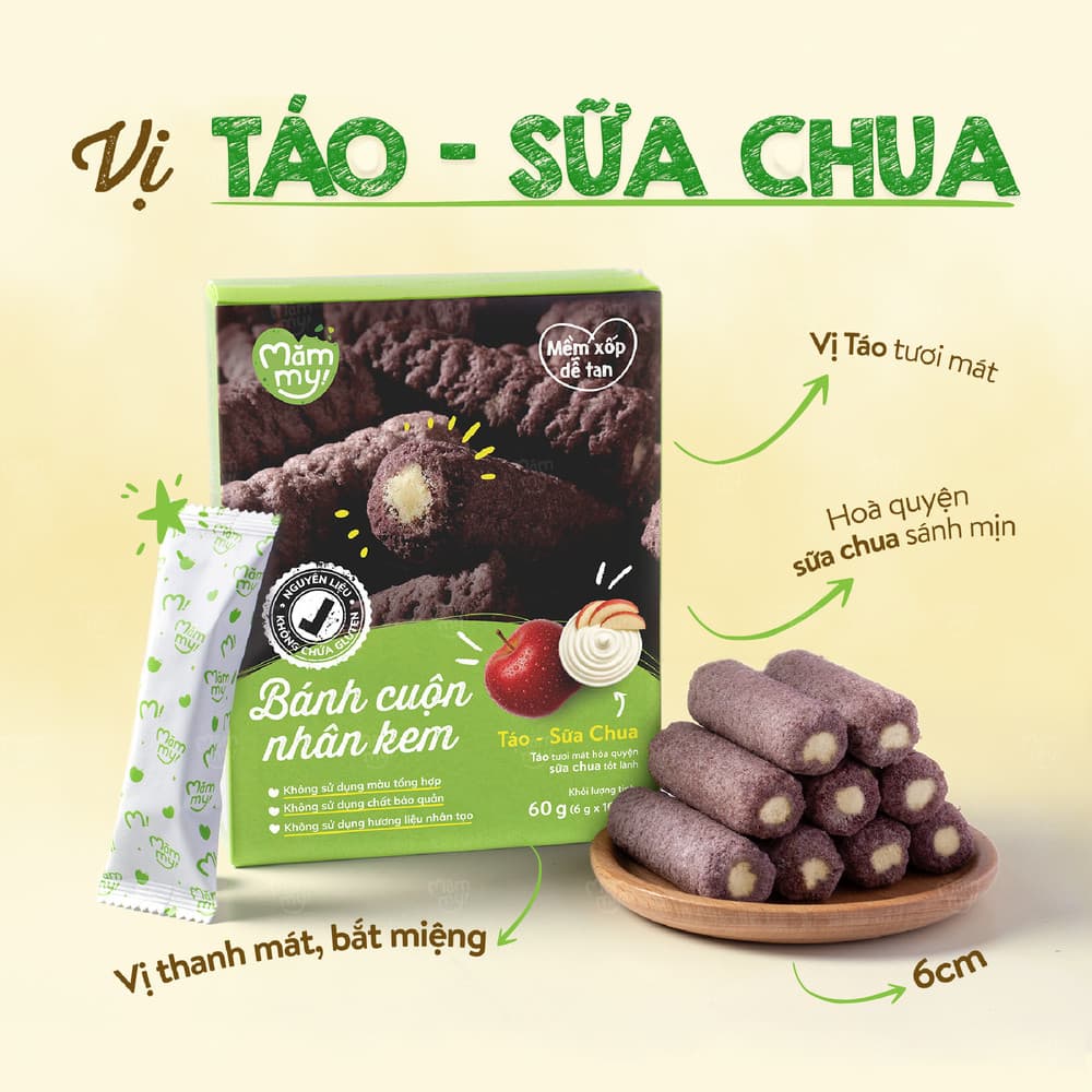 Bánh cuộn nhân kem Táo - Sữa Chua 60 g (10 thanh) 2