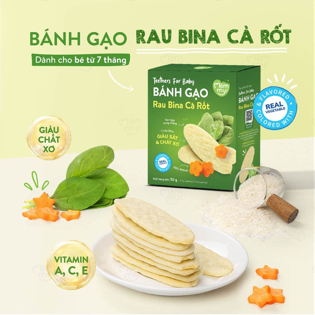 Bánh gạo Rau Bina Cà Rốt - 50 g 2