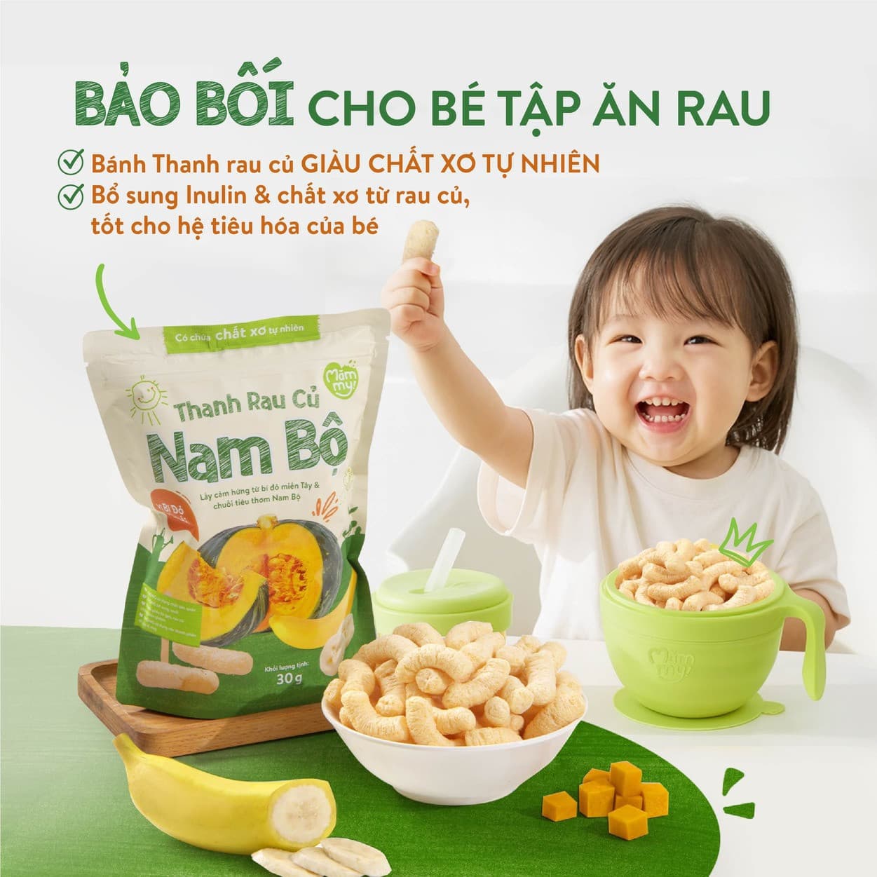 Bánh thanh rau củ Làng Vòng vị Rau Bina & Cốm Non 30 g 5