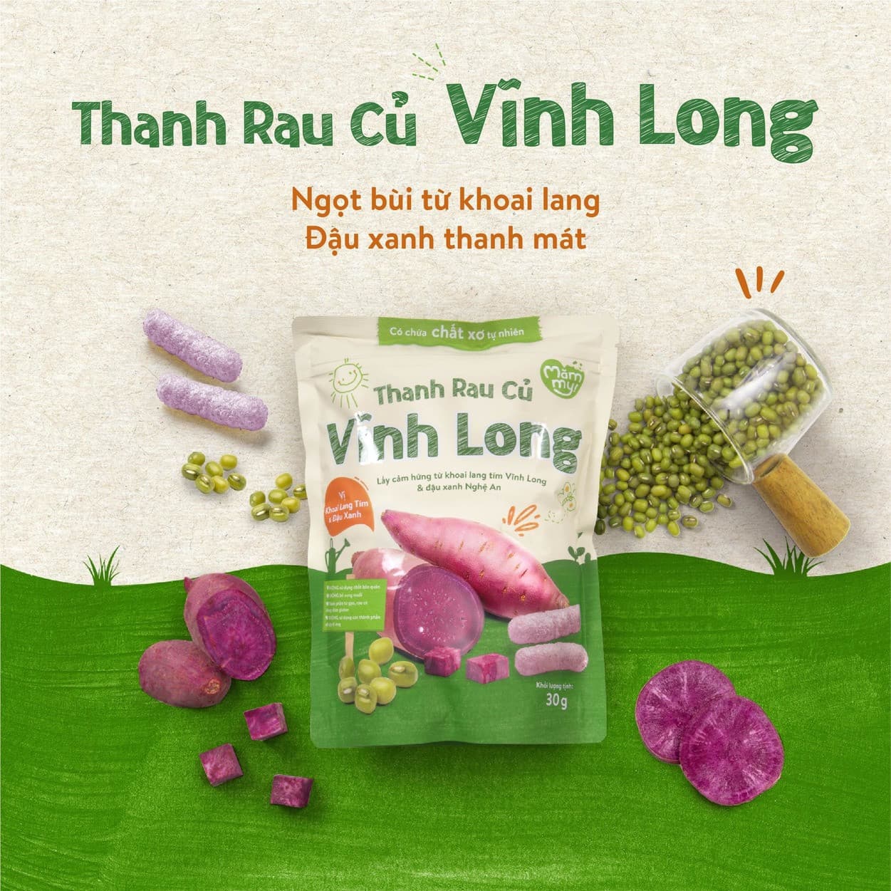 Bánh thanh rau củ Vĩnh Long vị Khoai Lang Tím & Đậu Xanh 30 g 2