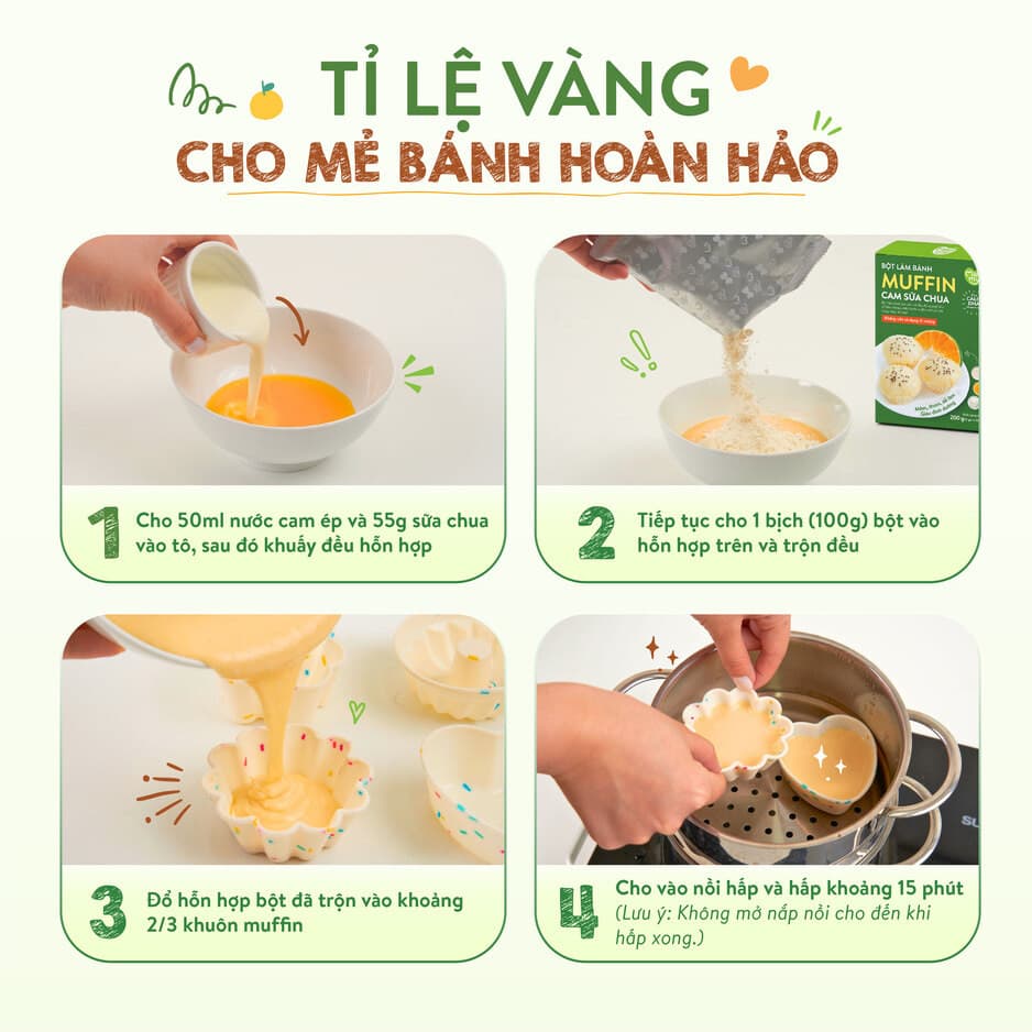 Bột làm bánh Muffin cam sữa - Hộp 200g 4