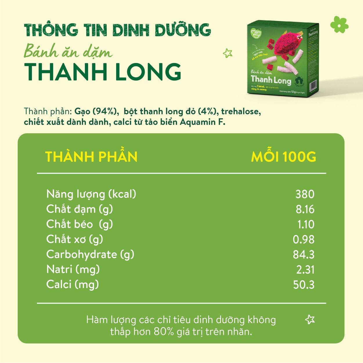 Bánh ăn dặm vị Thanh Long - Hộp 12 g (6 g x 2 túi) 3