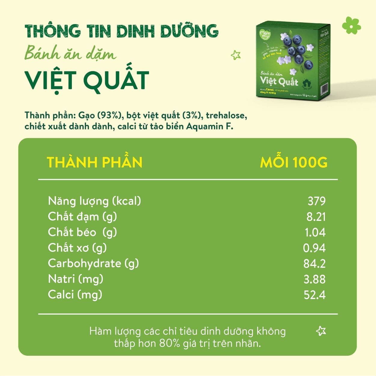 Bánh ăn dặm vị Việt Quất - Hộp 12 g (6 g x 2 túi) 3