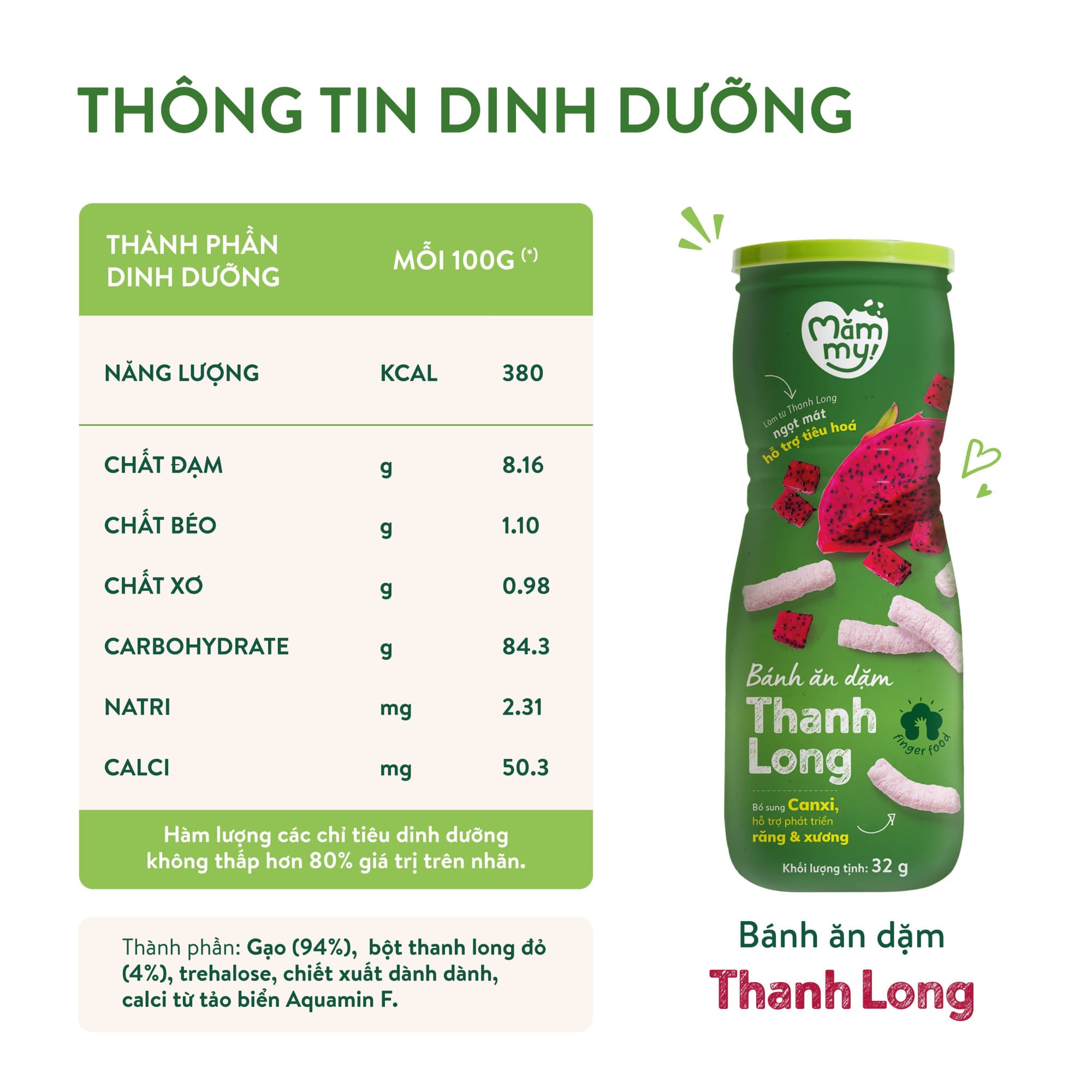 Bánh ăn dặm vị Thanh Long - Hũ 32 g 3