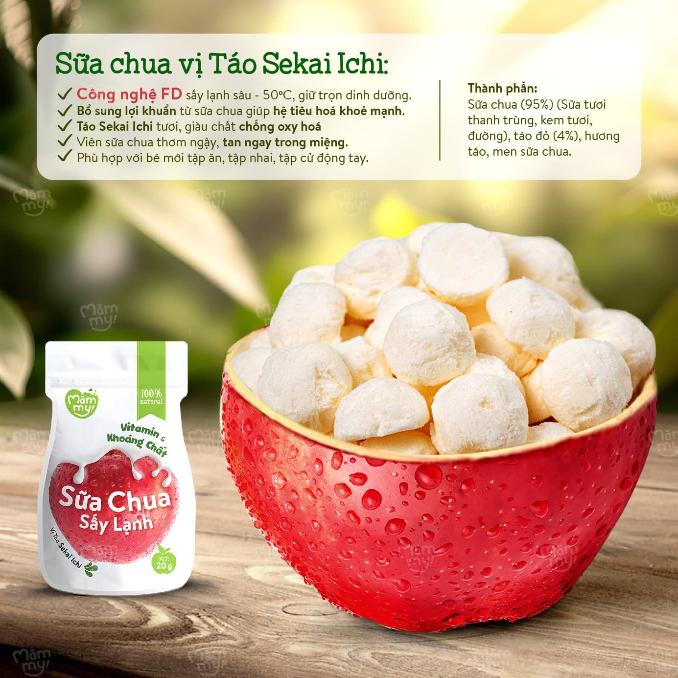 Sữa chua sấy Vị Táo Sekai Ichi - Túi 20g 17