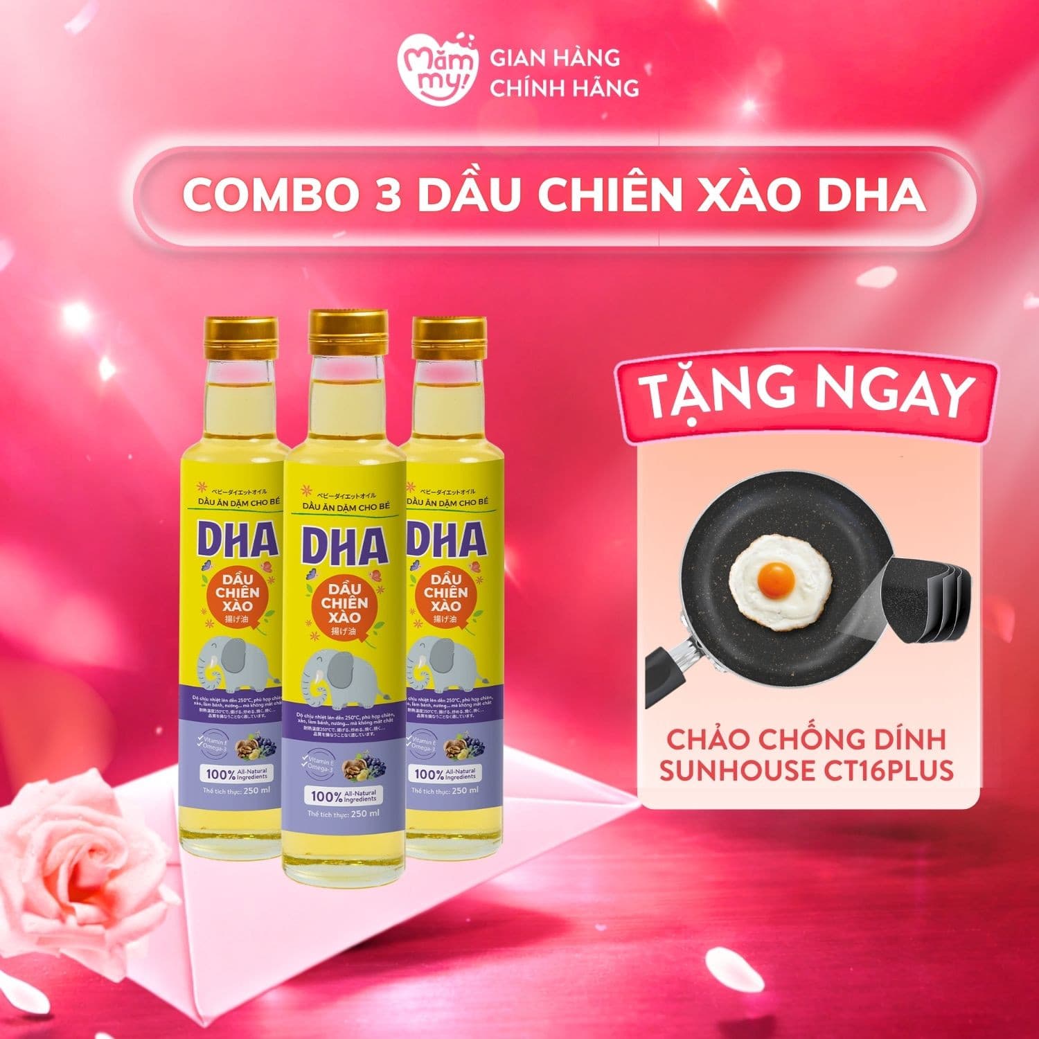 Combo 3 dầu chiên xào ăn dặm DHA - Tặng chảo chống dính 16cm 10
