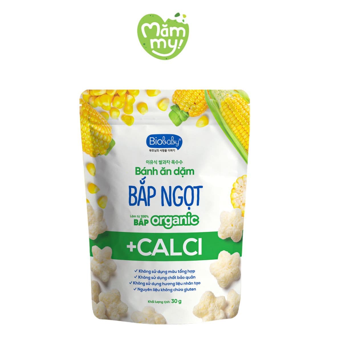 Bánh ăn dặm hình sao vị bắp ngọt Biobaby - Gói 30g