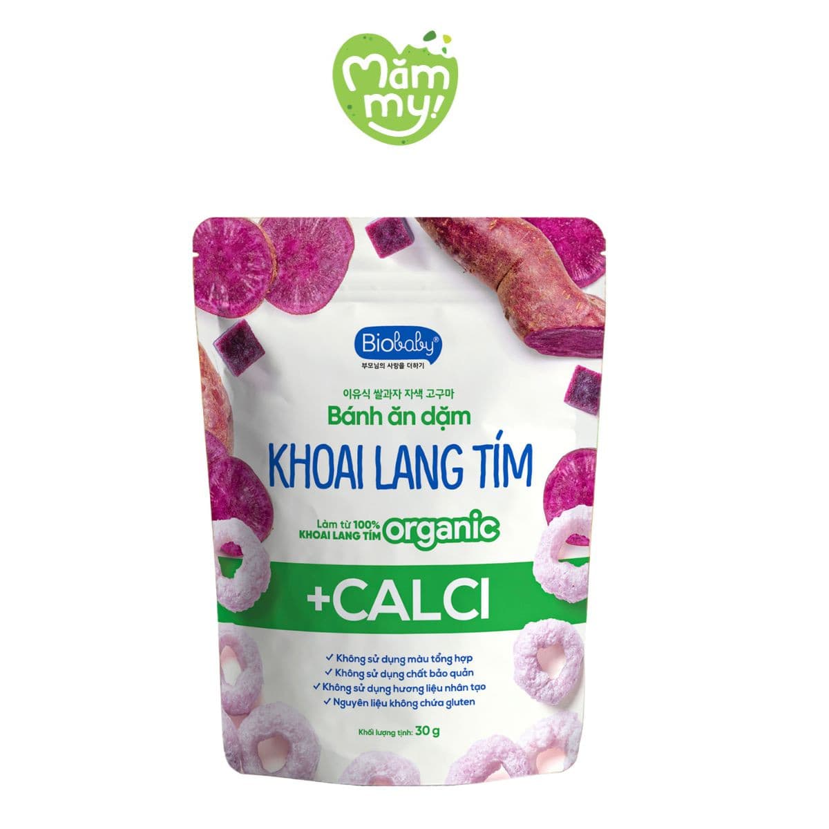 Bánh ăn dặm hình tròn vị khoai lang tím Biobaby - Gói 30g