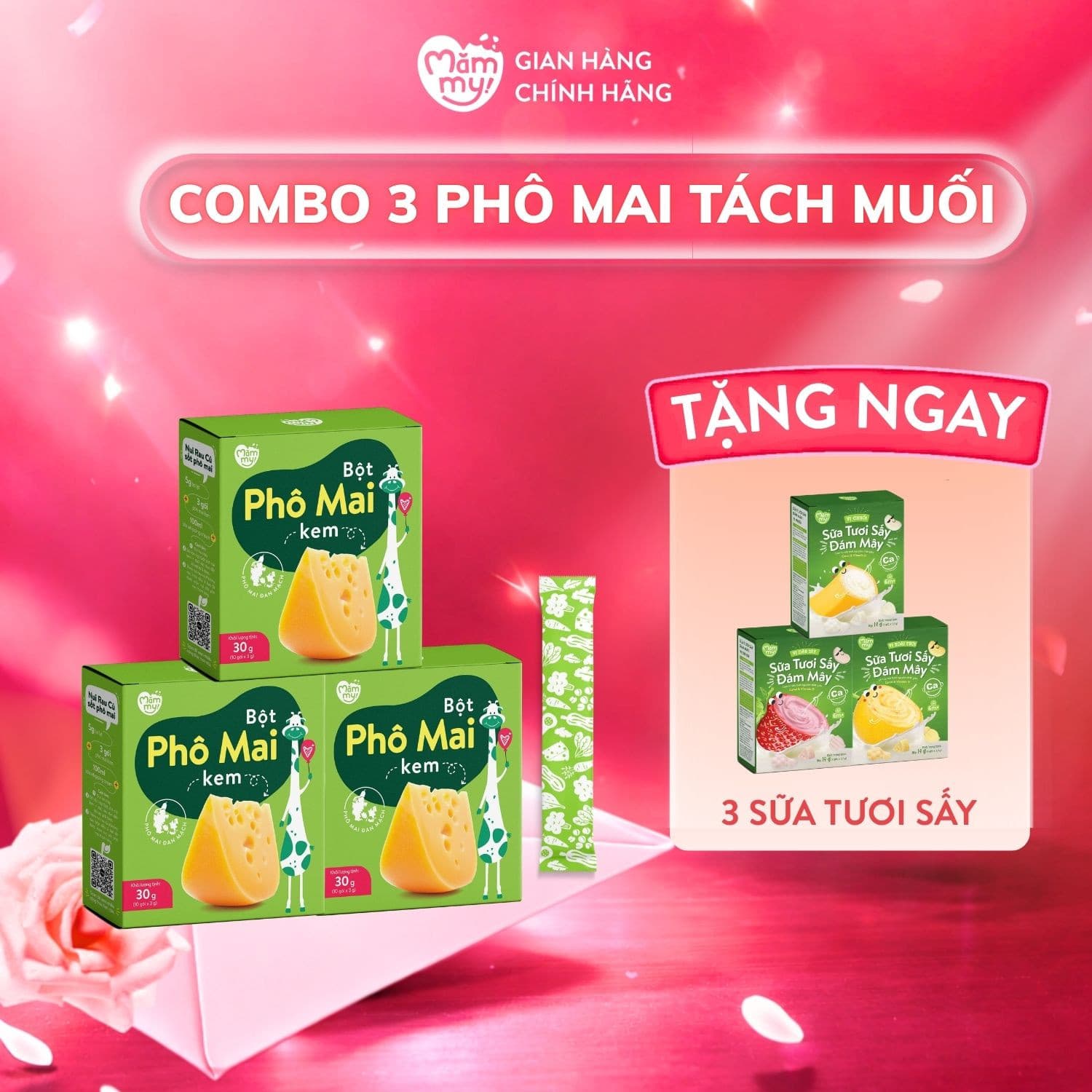 Combo 5 bột phô mai tách muối - Tặng ghế cắm trại 8