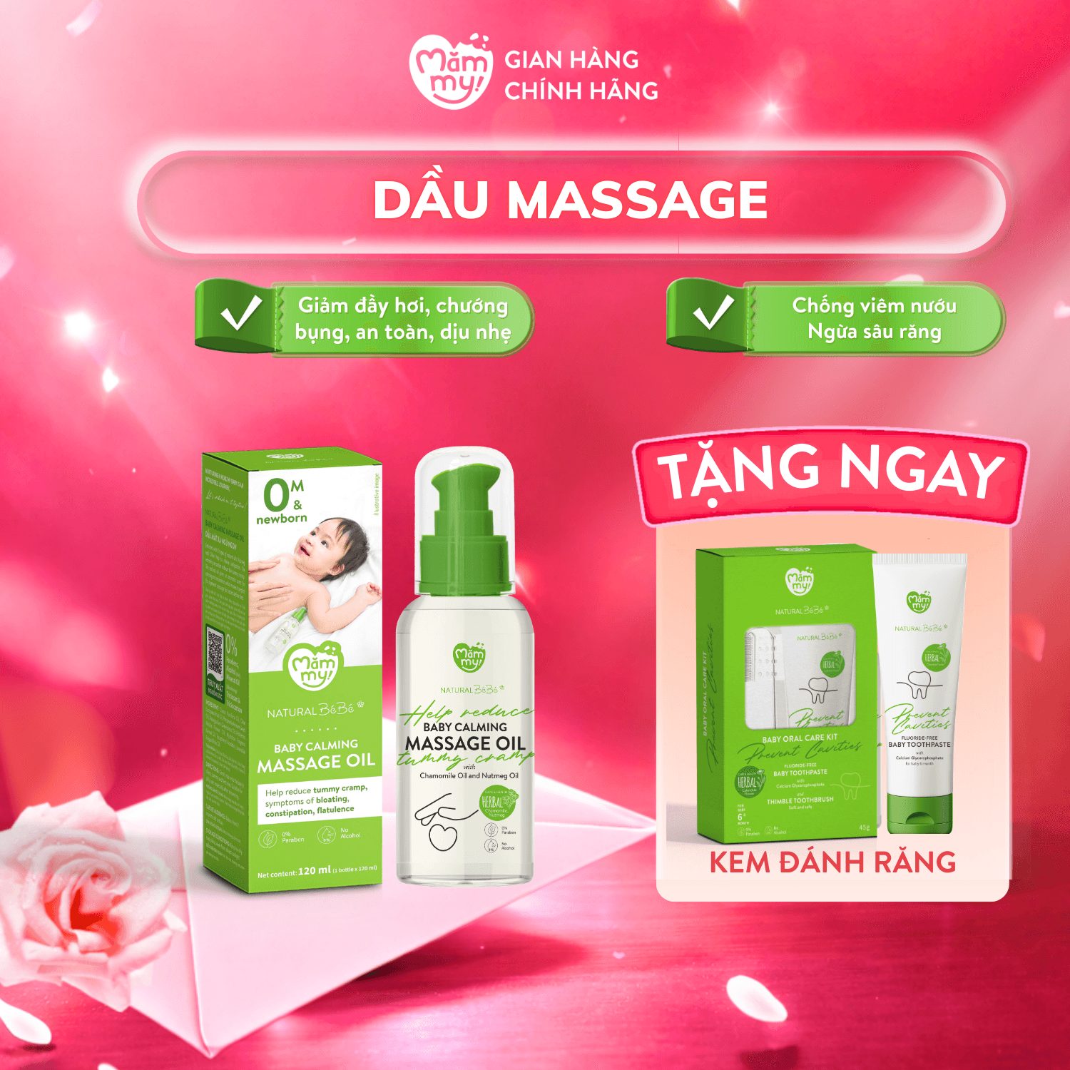 Dầu massage thảo dược Baby Calming - TẶNG KEM ĐÁNH RĂNG