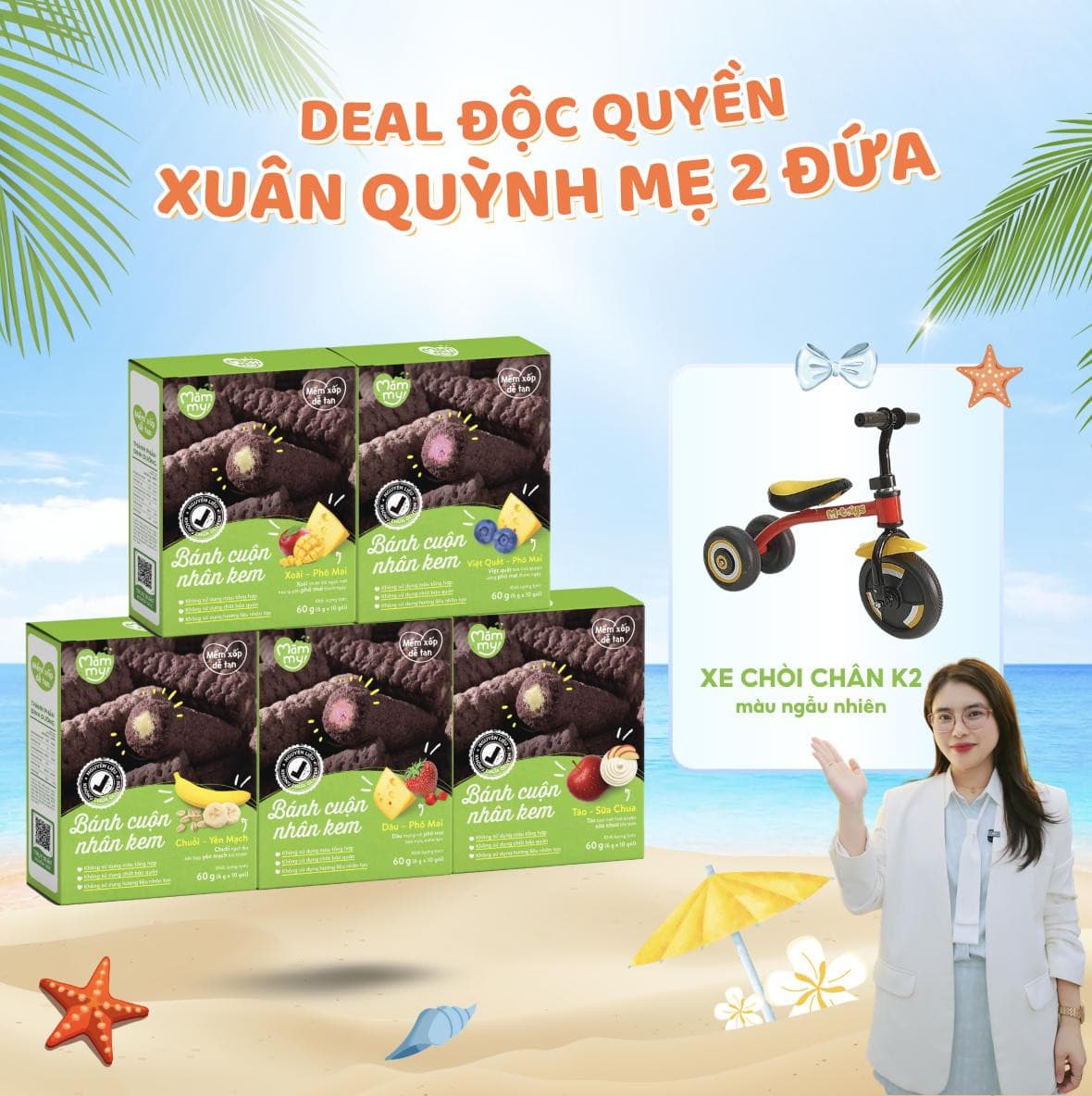 Combo 5 Bánh ăn dặm cuộn nhân kem 2