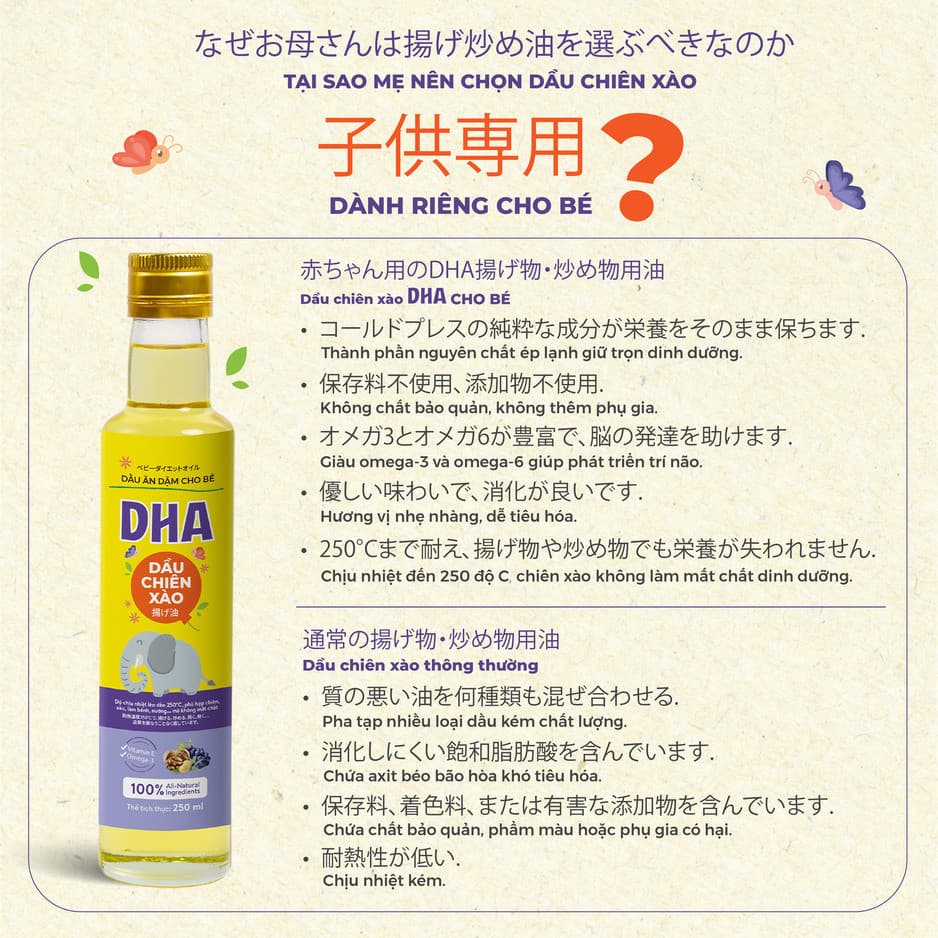 Dầu chiên xào ăn dặm DHA - Chai 250ml 8